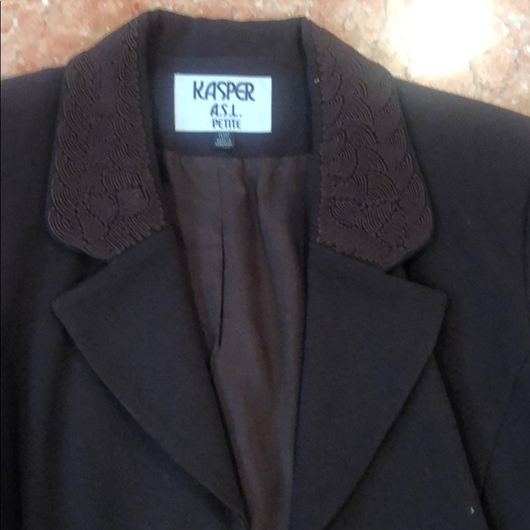 Brown KASPER ASL PETITE BLAZER SIZE 10P - Picture 2 of 4